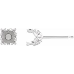 Platinum 6 mm Round 4-Prong Earring Mounting