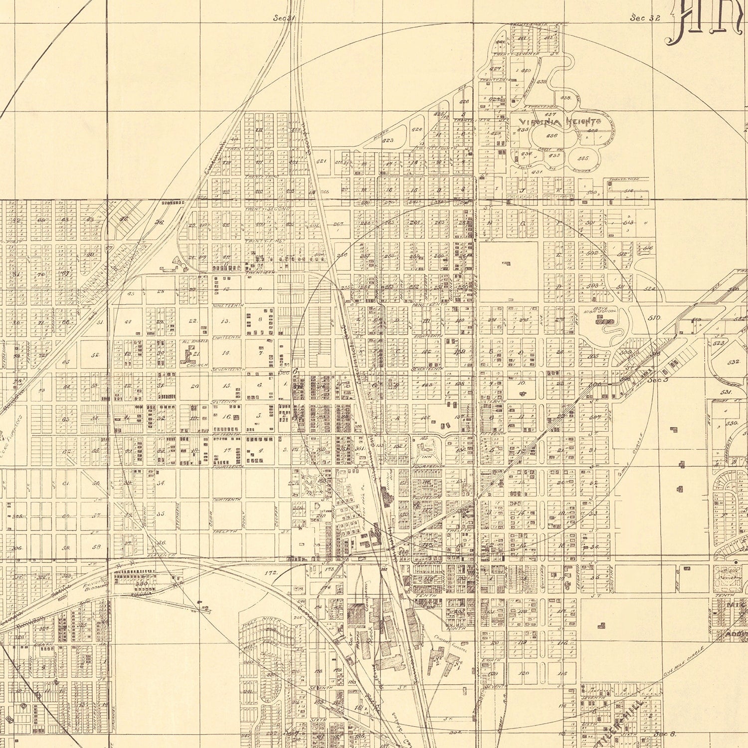 Vintage Map of Anniston, Alabama 1890