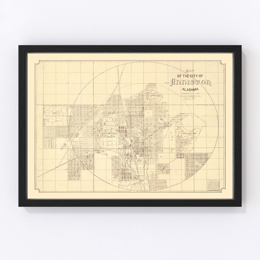 Vintage Map of Anniston, Alabama 1890