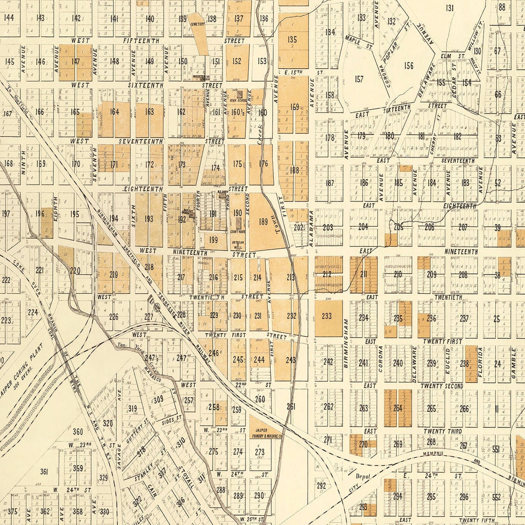 Vintage Map of Jasper, Alabama 1891