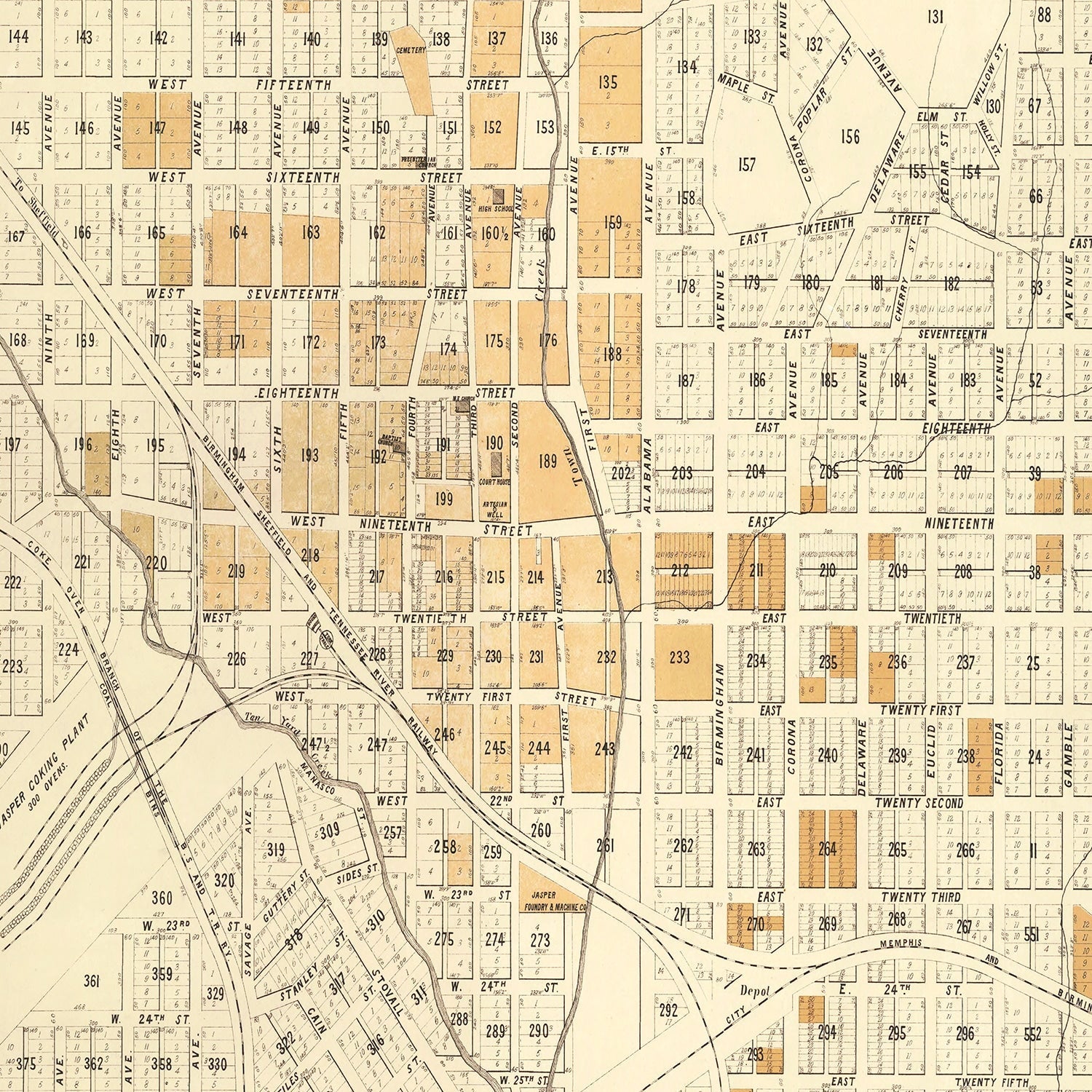 Vintage Map of Jasper, Alabama 1891