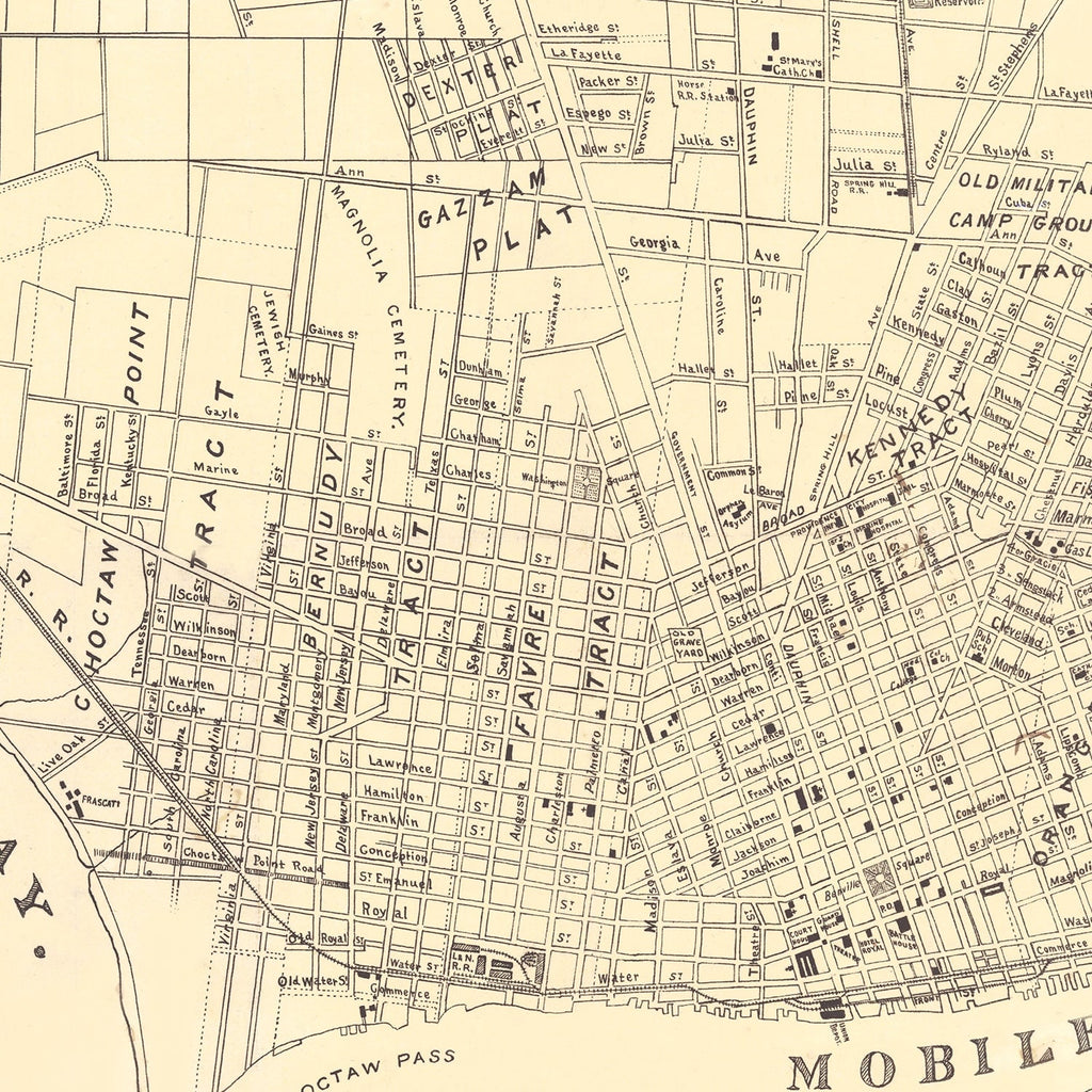Vintage Map of Mobile, Alabama 1888