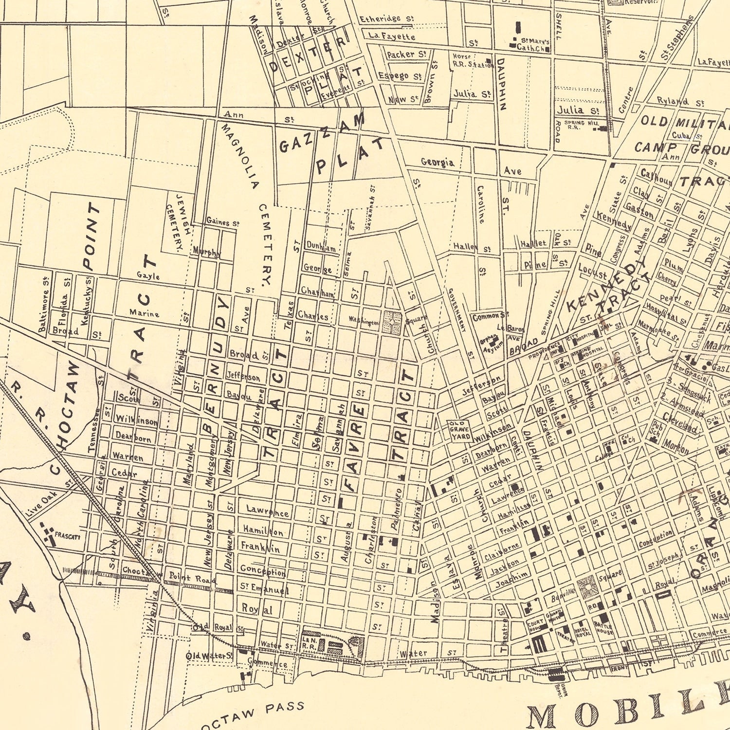 Vintage Map of Mobile, Alabama 1888