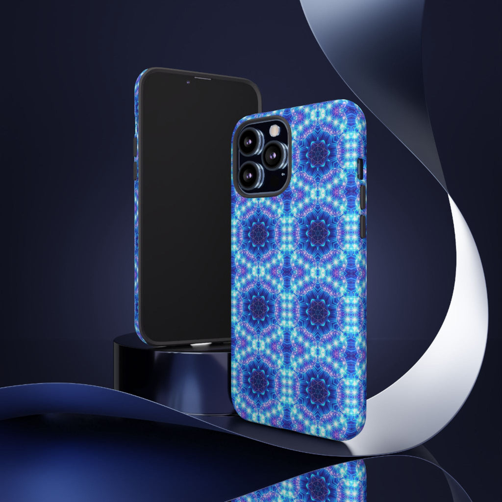 Blue Mandalas with Neon Lights Tough Phone Cases