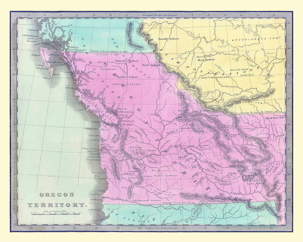 Vintage Map of Washington 1842