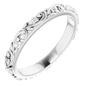 14K X1 White 2.5 mm Sculptural Band Size 5.5