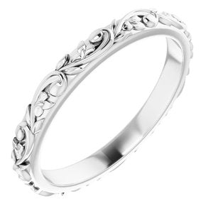 10K White 2.5 mm Sculptural Band Size 7.5