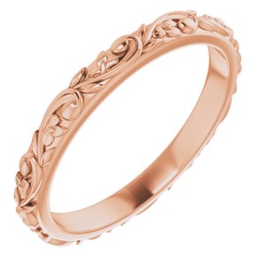 14K Rose 2.5 mm Sculptural Band Size 8