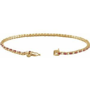 14K Yellow Gold 5/8 CTW Lab-Grown Ruby & Lab-Grown Diamond Line 7 1/4" Bracelet – image 2