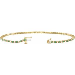 14K Yellow Gold Natural Emerald & 5/8 CTW Natural Diamond Line 7 1/4" Bracelet – image 2