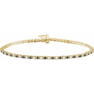 14K Yellow Gold Vermeil 5/8 CTW Lab-Grown Blue Sapphire & Lab-Grown Diamond Line 7 1/4" Bracelet