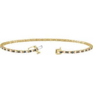 14K Yellow Gold 5/8 CTW Lab-Grown Blue Sapphire & Lab-Grown Diamond Line 7 1/4" Bracelet – image 2