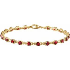 14K Yellow Gold Vermeil Natural Mozambique Garnet 7 1/4" Line Bracelet