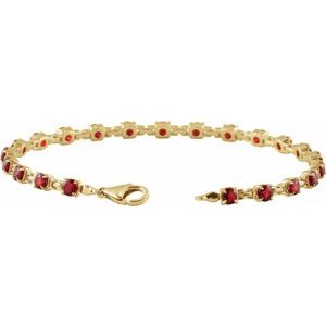 14K Yellow Gold Vermeil Natural Mozambique Garnet 7 1/4" Line Bracelet – image 3