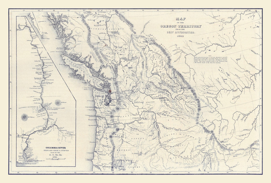 Vintage Map of Washington 1849