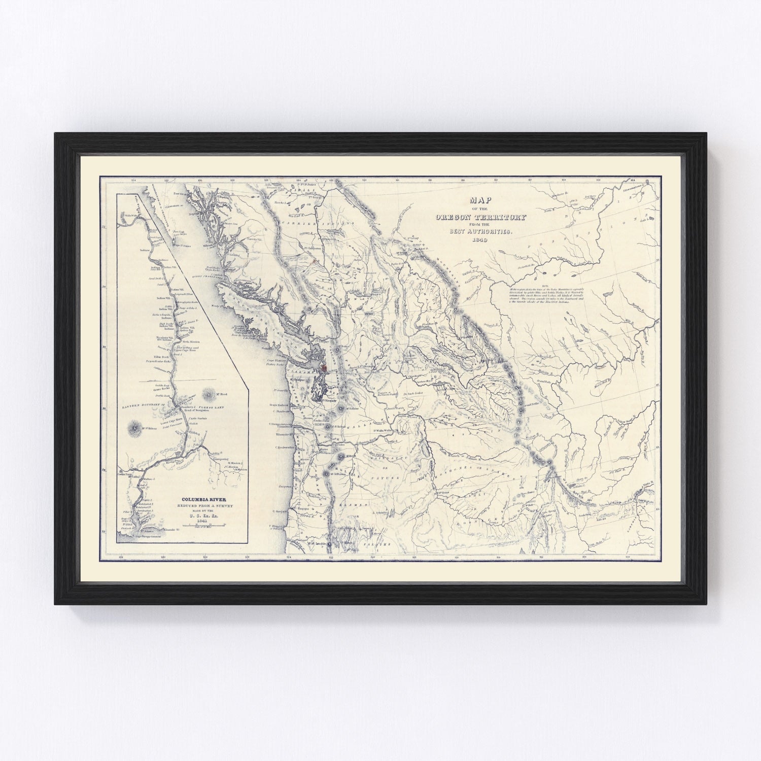 Vintage Map of Washington 1849