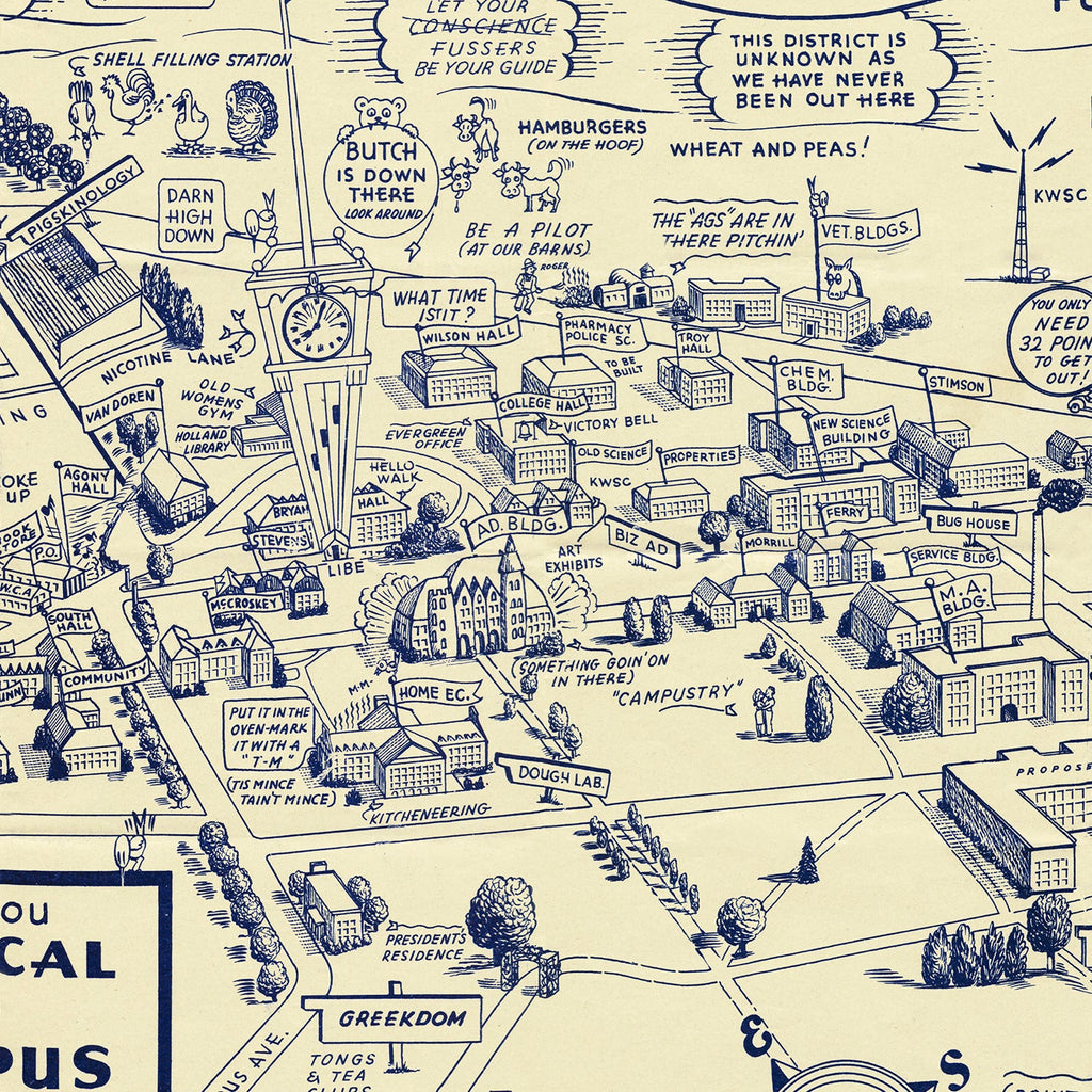 Vintage Map of Washington State University, 1946