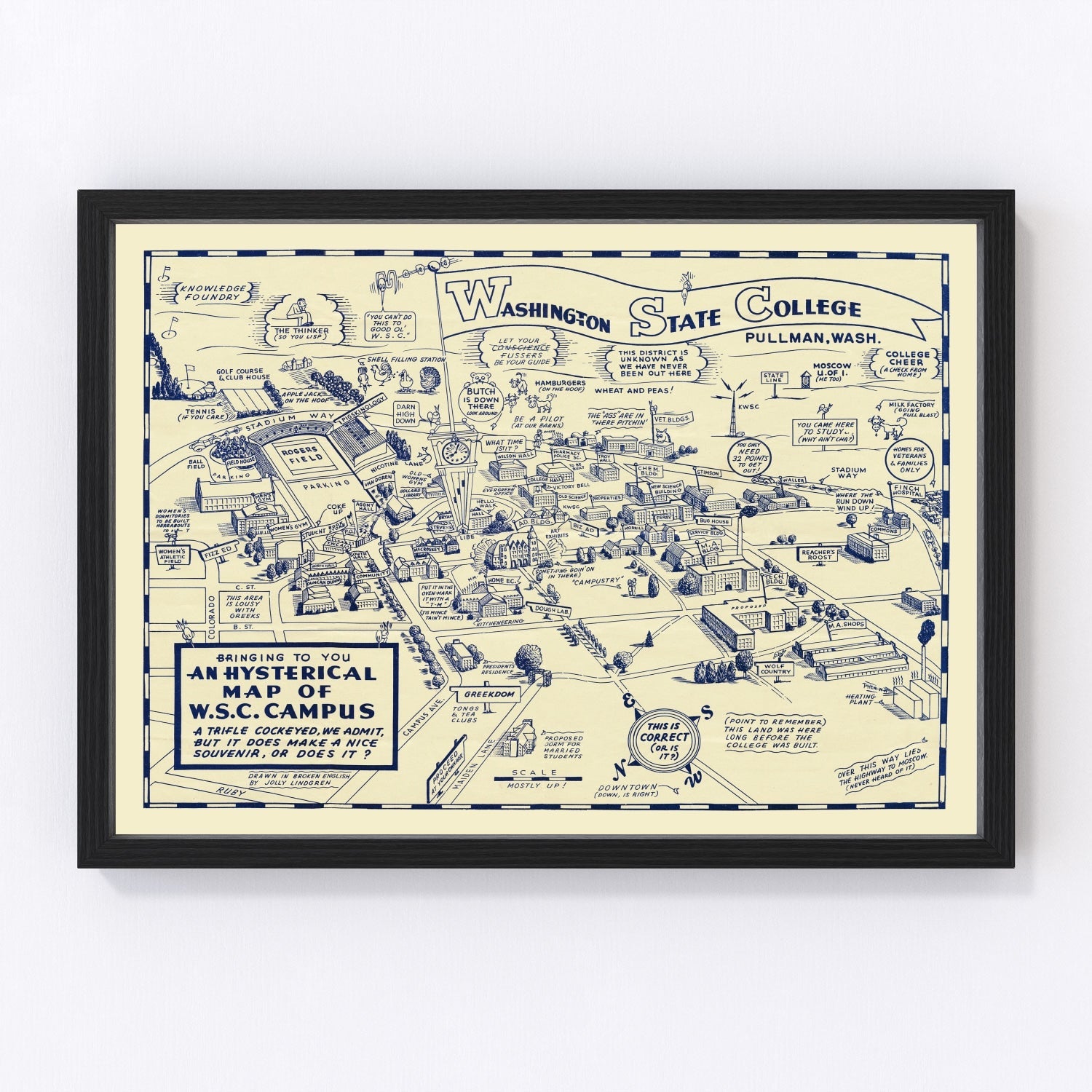 Vintage Map of Washington State University, 1946