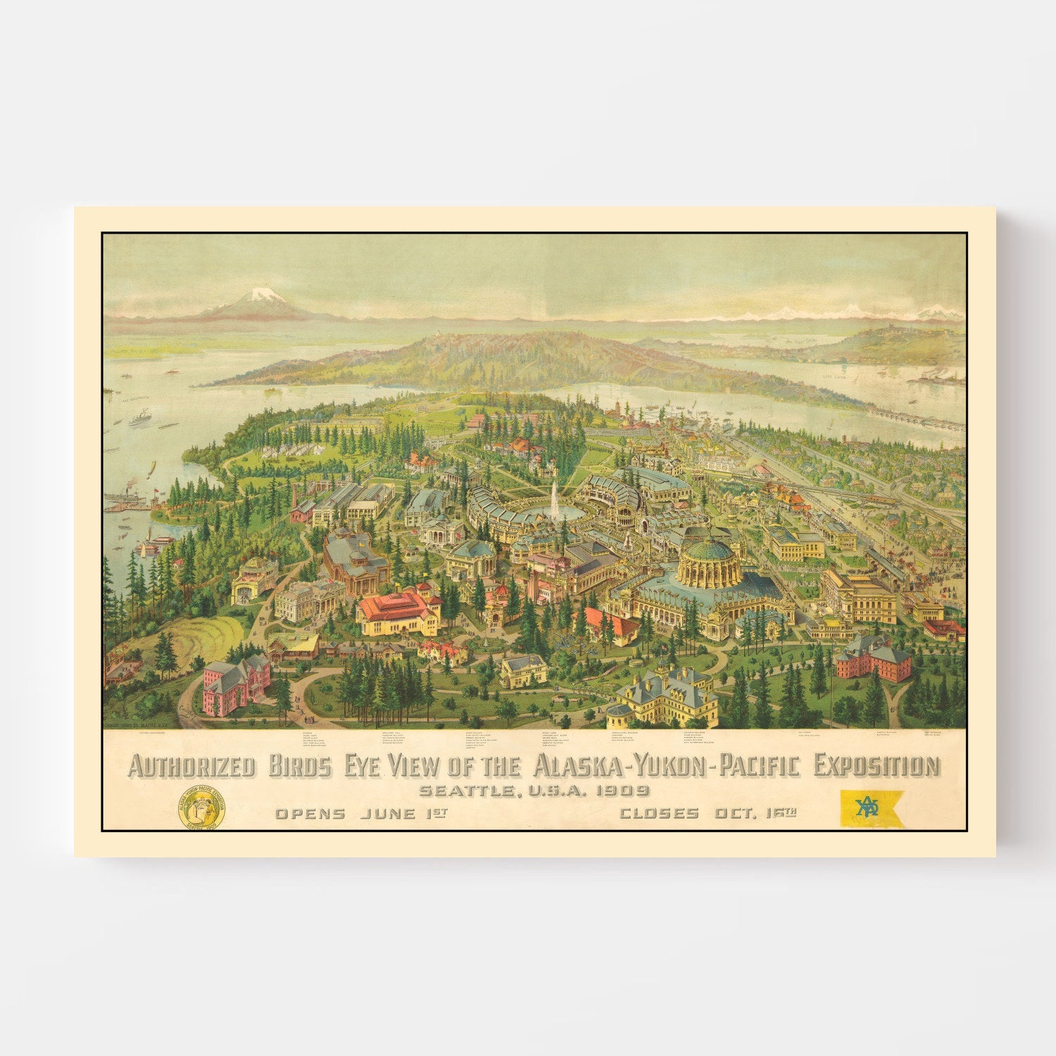 Vintage Map of Seattle, Washington 1909