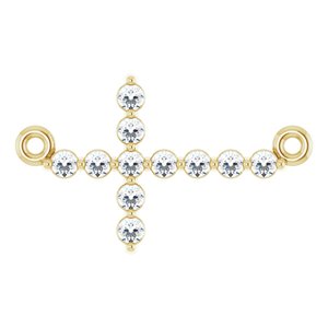 14K Yellow Gold 1/5 CTW Natural Diamond Sideways Cross Necklace Center