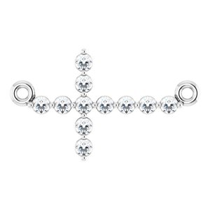14K White Gold 1/5 CTW Natural Diamond Sideways Cross Necklace Center
