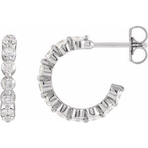 14K White Gold 7/8 CTW Natural Diamond 14.5 mm Hoop Earrings