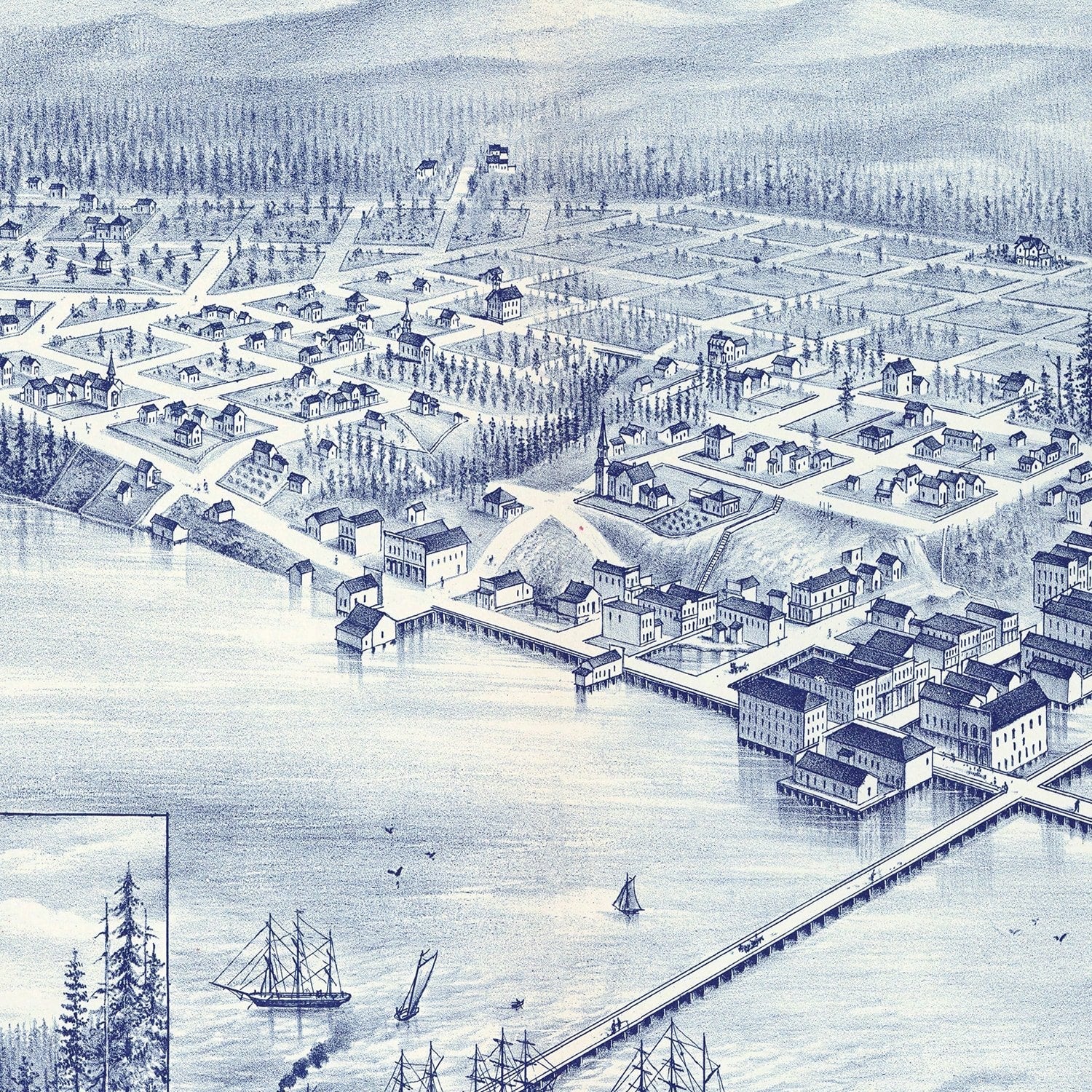 Vintage Map of Whatcom, Washington 1889