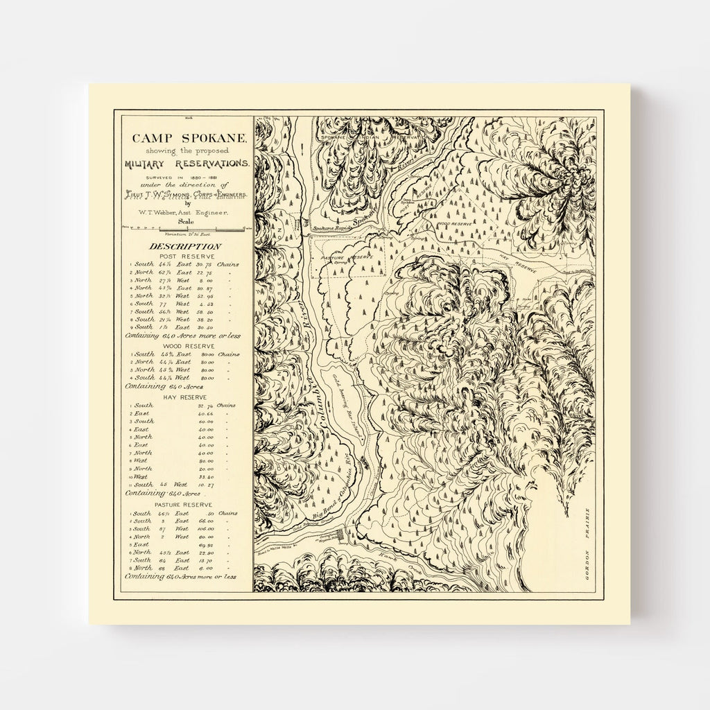 Vintage Map of Camp Spokane, 1882