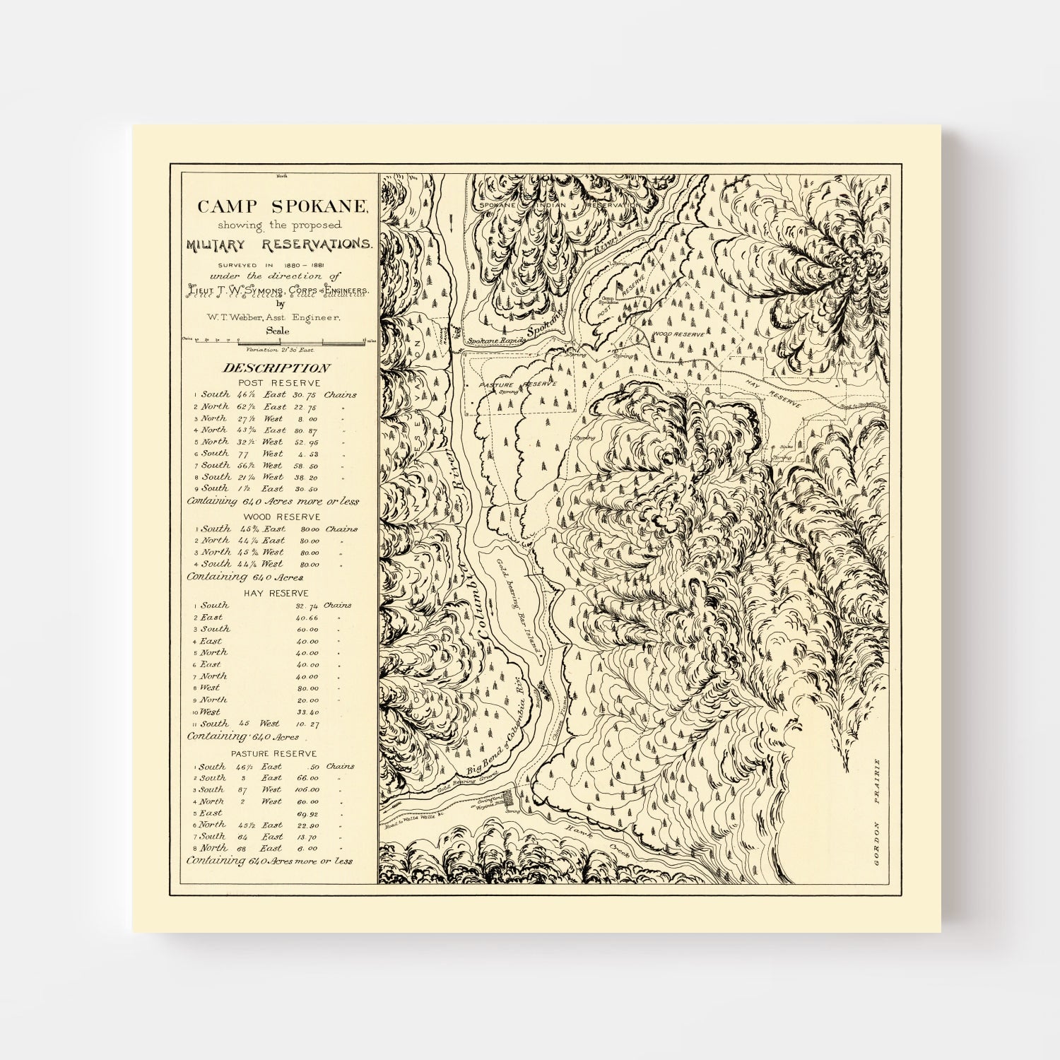 Vintage Map of Camp Spokane, 1882