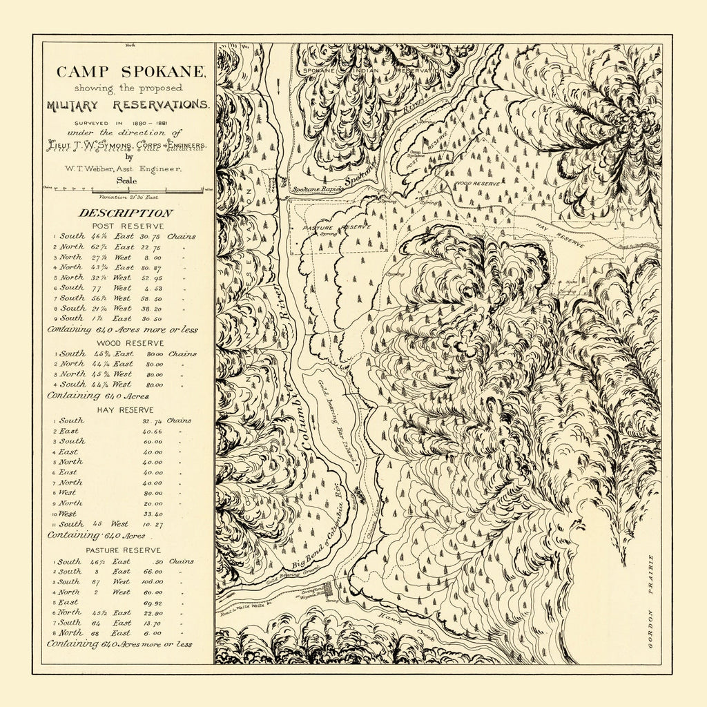 Vintage Map of Camp Spokane, 1882
