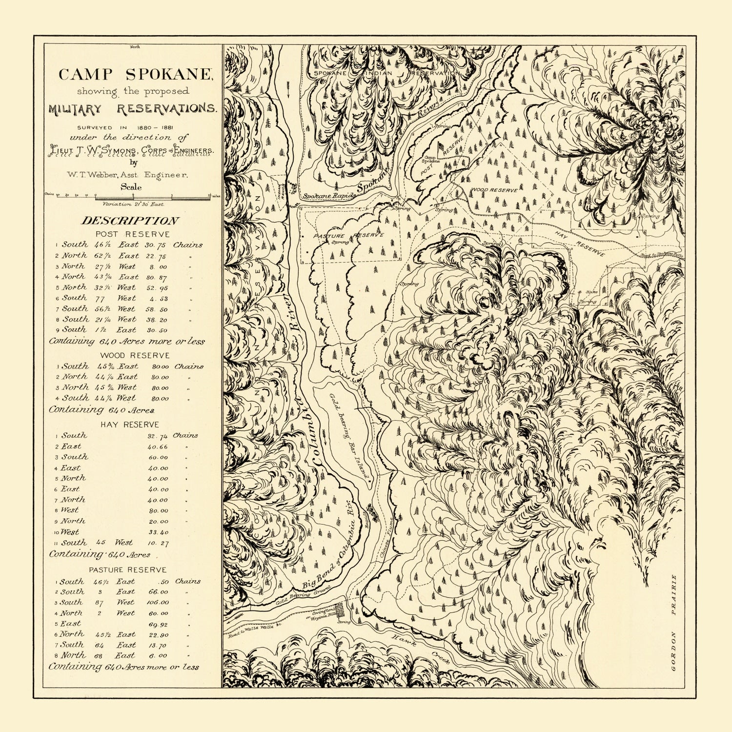 Vintage Map of Camp Spokane, 1882