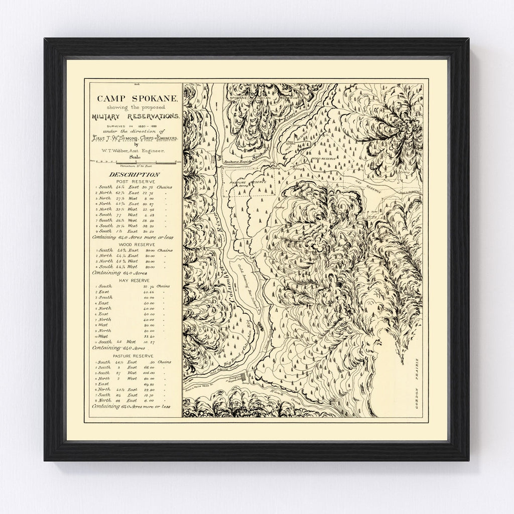 Vintage Map of Camp Spokane, 1882