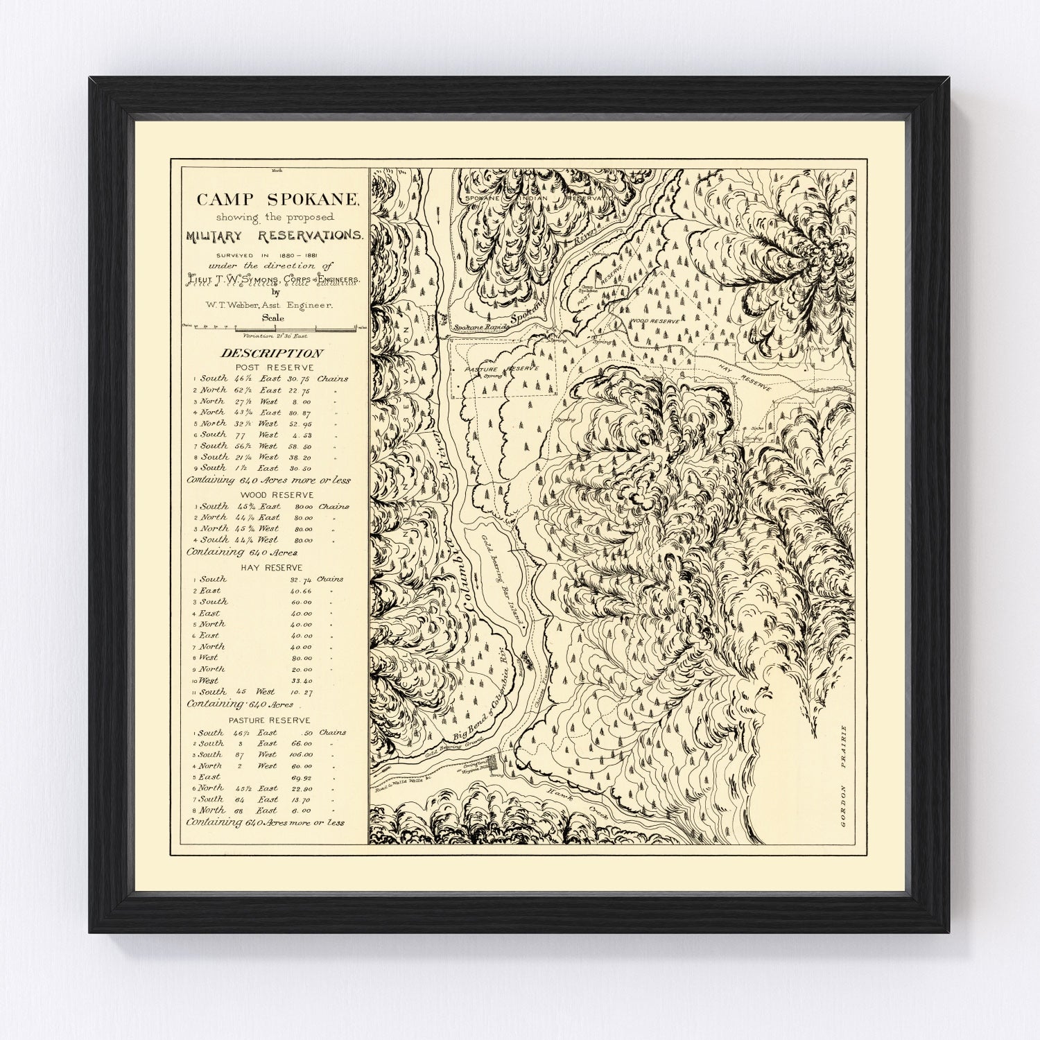 Vintage Map of Camp Spokane, 1882