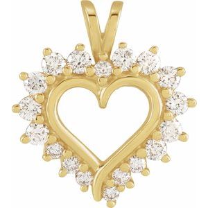 14K Yellow Gold 1/2 CTW Natural Diamond Heart Pendant