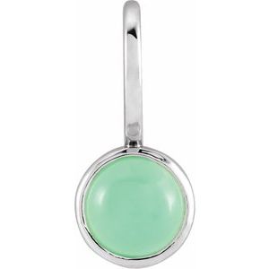 Platinum Natural Chrysoprase Charm/Pendant