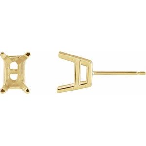 14K Yellow Gold 10x8 mm Emerald 4-Prong Earring Mounting