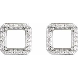14K White Gold 5x5 mm Square 1/6 CTW Natural Diamond Semi-Set Halo-Style Earrings – image 2