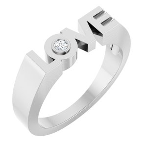 Platinum .03 CT Natural Diamond Love Ring