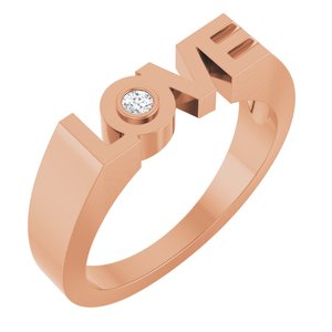 14K Rose Gold .03 CT Natural Diamond Love Ring