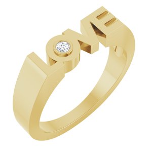 14K Yellow Gold .03 CT Natural Diamond Love Ring
