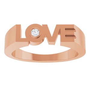 14K Rose Gold .03 CT Natural Diamond Love Ring