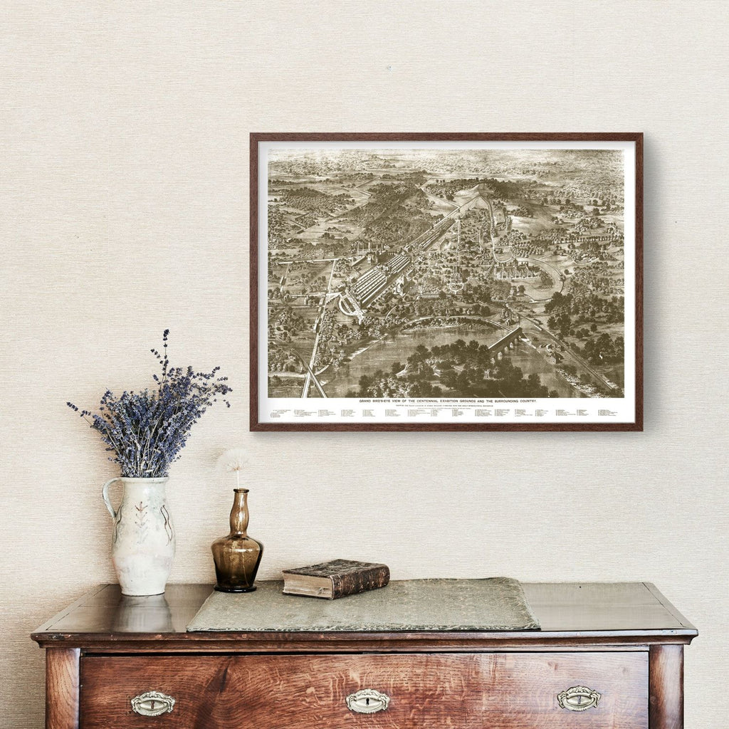 Vintage Map of Philadelphia, Pennsylvania 1876