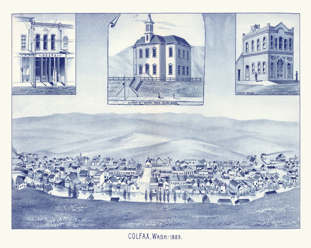 Vintage Map of Colfax, Washington 1889