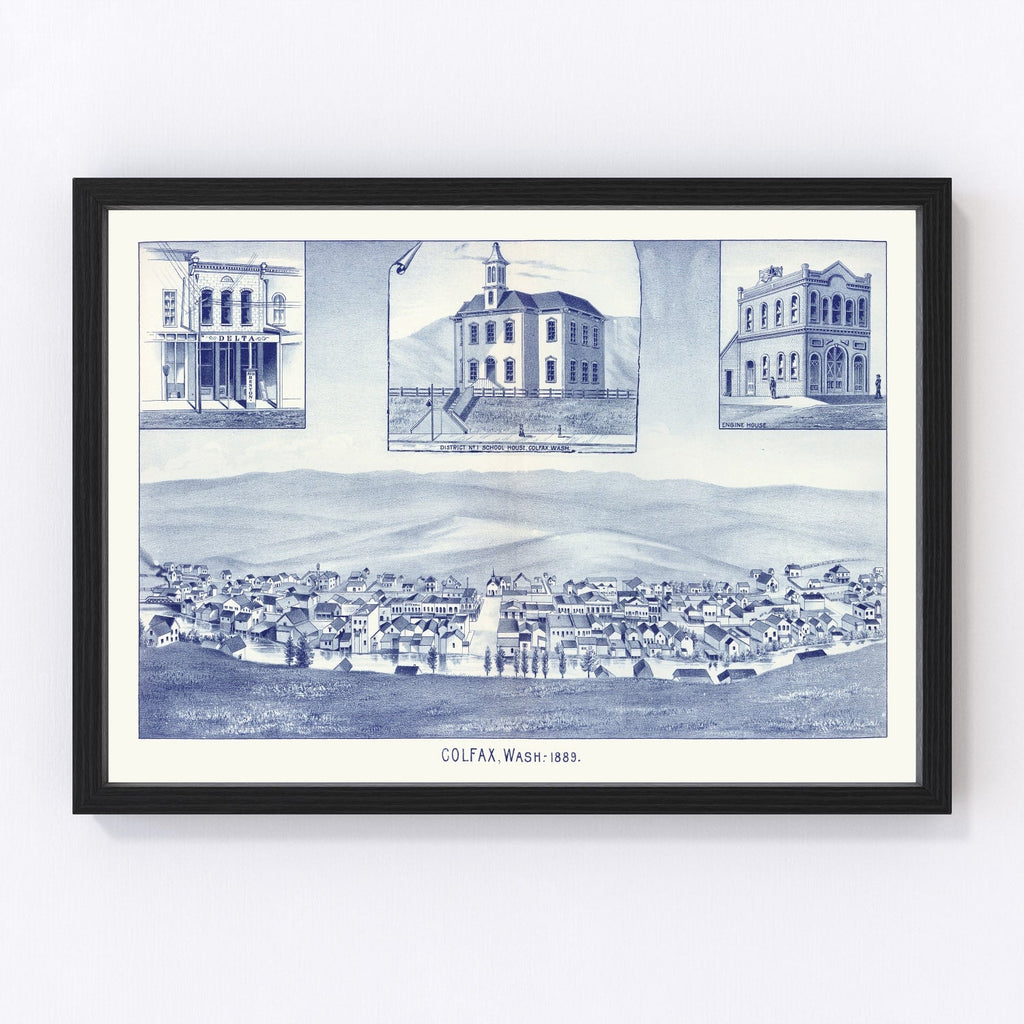 Vintage Map of Colfax, Washington 1889