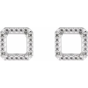 14K White Gold 6x6 mm Square 4-Prong Halo-Style Earring Mounting – image 2