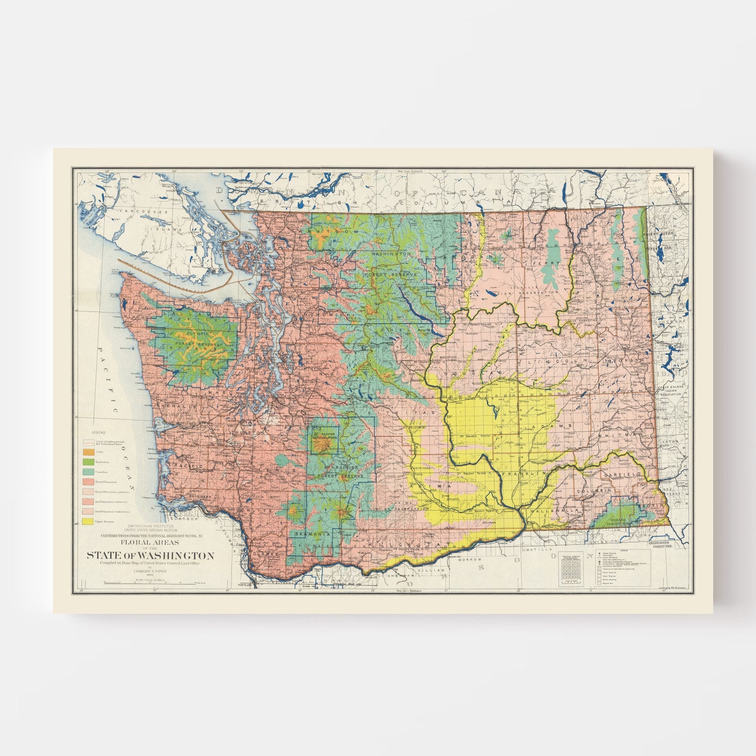 Vintage Map of Washington 1889