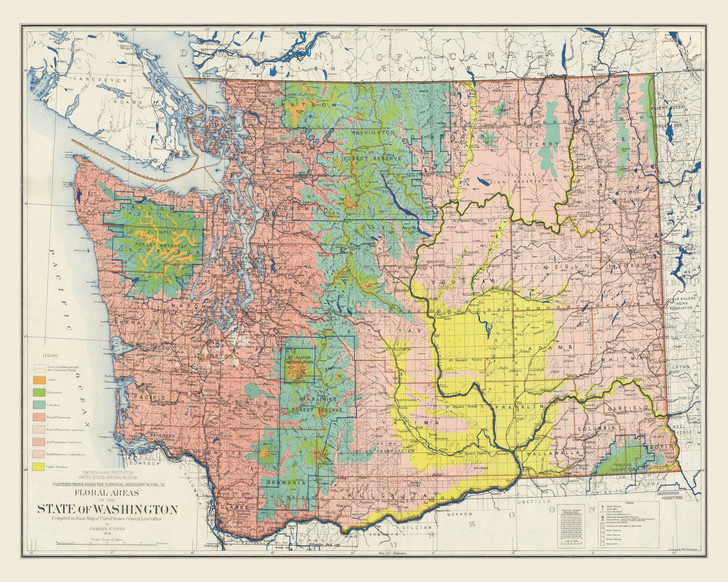 Vintage Map of Washington 1889