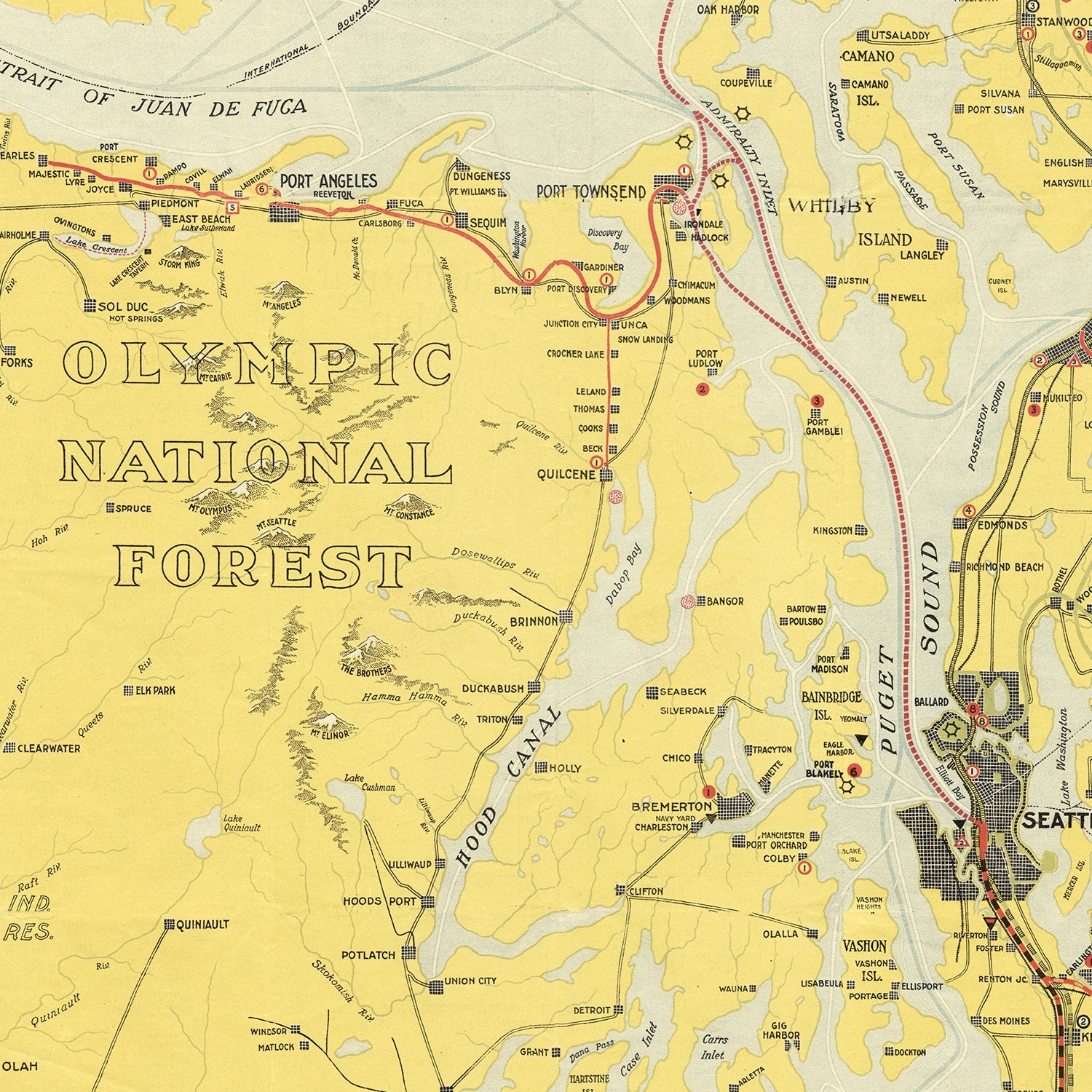 Vintage Map of Puget Sound Country, 1916