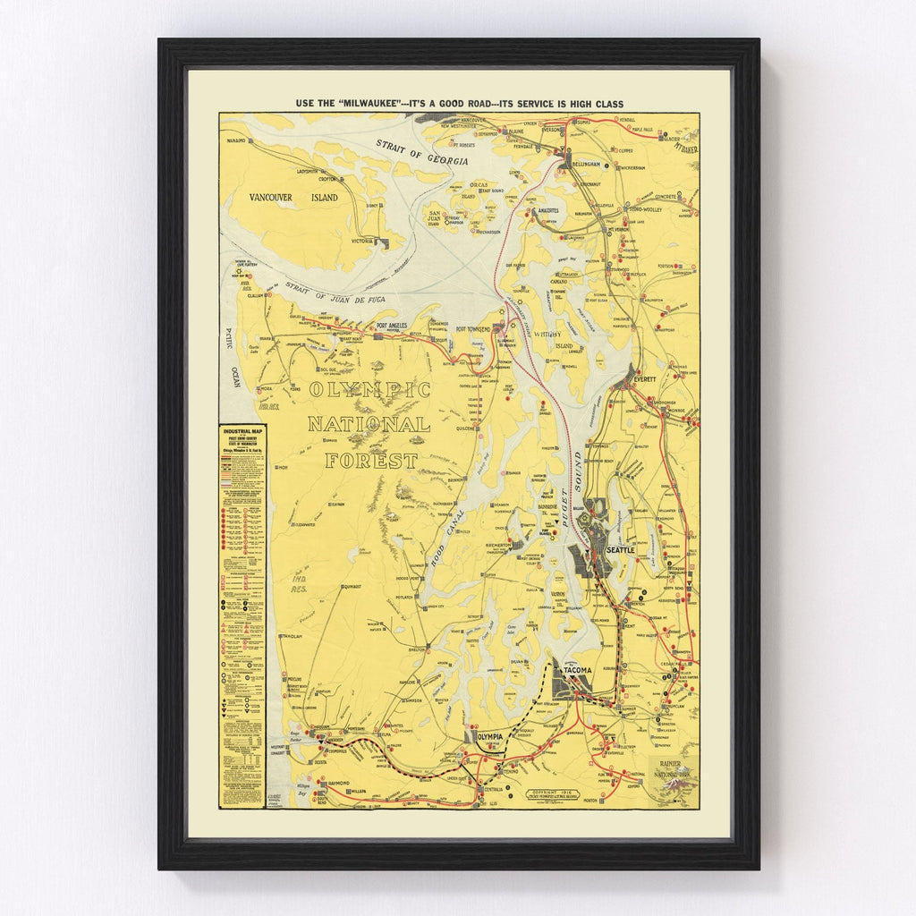 Vintage Map of Puget Sound Country, 1916