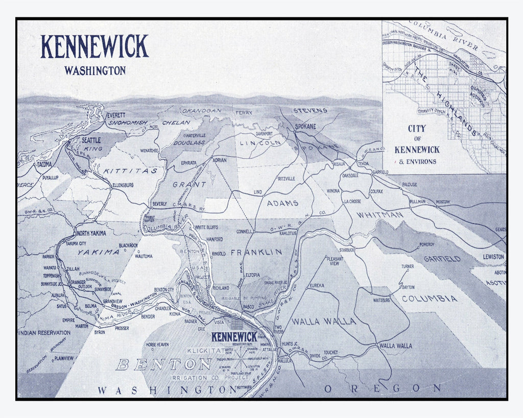 Vintage Map of Kennewick, Washington 1911